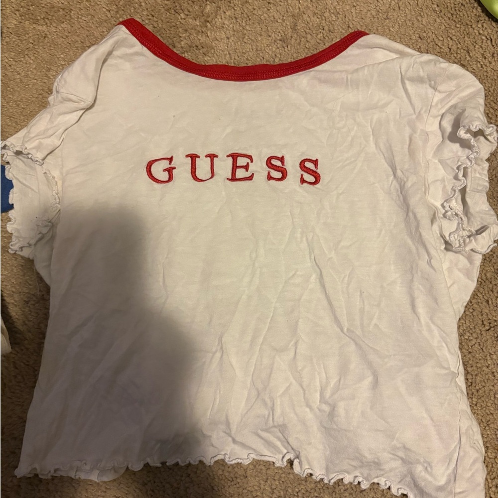 Guess Kids White Tee with Red Trim